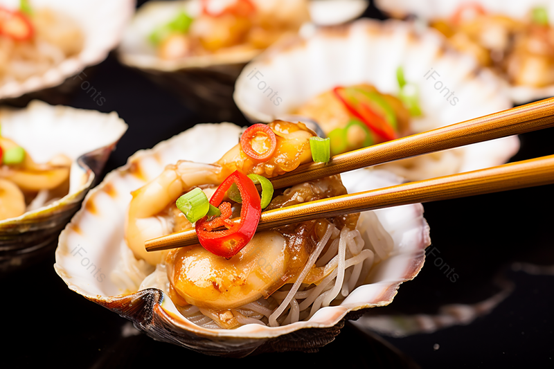 筷子夹起扇贝肉,高清,摄影图,摄影图片,图片大全,摄影图免费下载